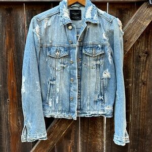 ZARA Distressed Denim Jean Jacket